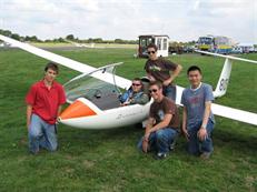 Students around a glider