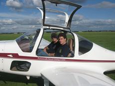 Student in a twin seat motor-glider
