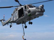 Lynx from HMS Cumberland carries out Replenishment at Sea