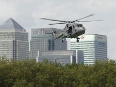 Lynx display over the Thames at Canary Wharf